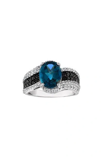 Fuzion Creations London Blue Topaz Cocktail Ring In Silver/blue Topaz