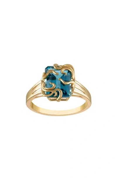 Fuzion Creations London Blue Topaz Ring In Yellow