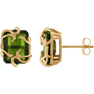 Fuzion Creations London Gemstone Stud Earrings In Chrome Diopside