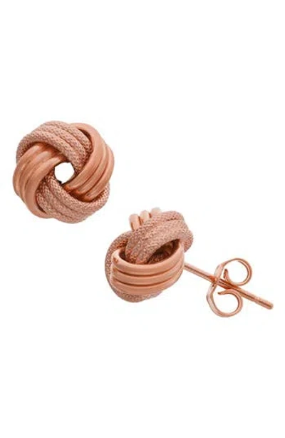 Fuzion Creations Love Knot Stud Earrings In Rose