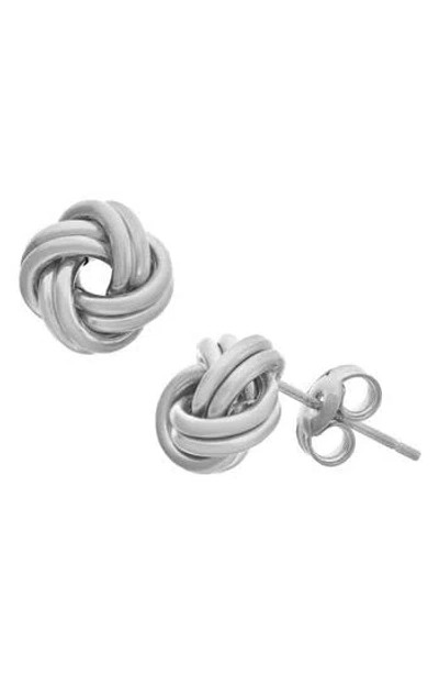 Fuzion Creations Love Knot Stud Earrings In Silver