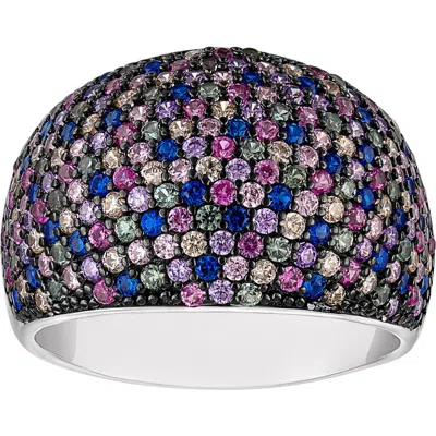 Fuzion Creations Multicolor Pavé Cubic Zirconia Dome Ring In Silver