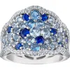 Fuzion Creations Pavé Cubic Zirconia & Blue Spinel Cocktail Ring In White Gold