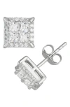 Fuzion Creations Pavé Cubic Zirconia Stud Earrings In White
