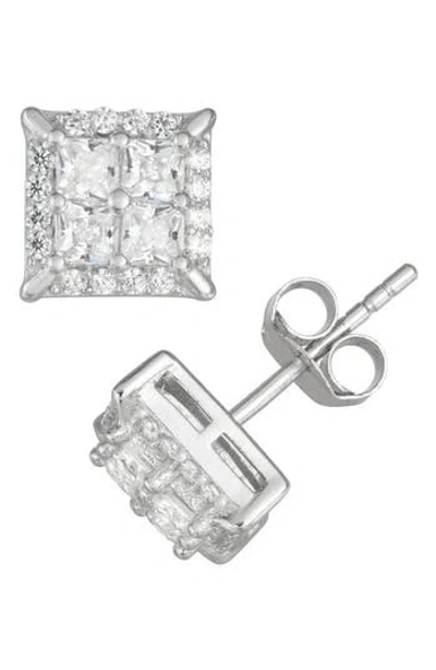 Fuzion Creations Pavé Cubic Zirconia Stud Earrings In White