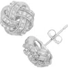 Fuzion Creations Pavé Diamond Knot Stud Earrings In White