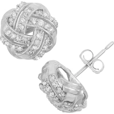 Fuzion Creations Pavé Diamond Knot Stud Earrings In White