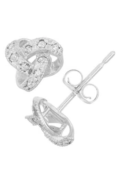 Fuzion Creations Pavé Diamond Knot Stud Earrings In White Gold