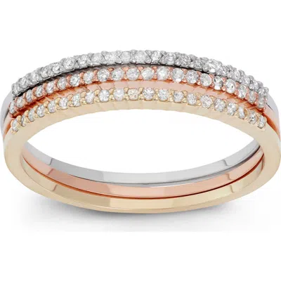 Fuzion Creations Pavé Diamond Three-tone Ring In Yellow Tri Tone