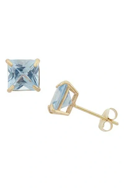 Fuzion Creations Princess Cut Stud Earrings In 10kt Cr Aqua