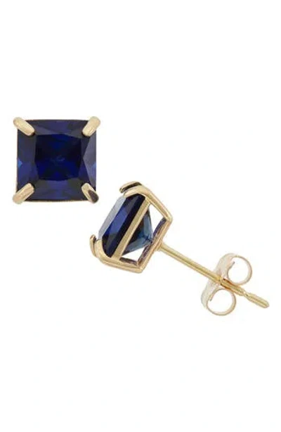 Fuzion Creations Princess Cut Stud Earrings In 10kt Cr Sapphire