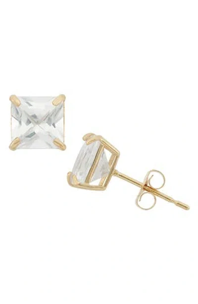 Fuzion Creations Princess Cut Stud Earrings In Cr White Sapphire