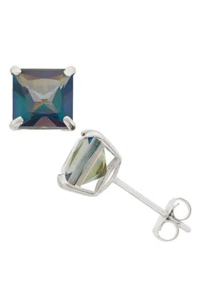 Fuzion Creations Princess Cut Stud Earrings In Mystic Bt