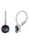 Fuzion Creations Rainbow Cubic Zirconia Leverback Earrings In Silver