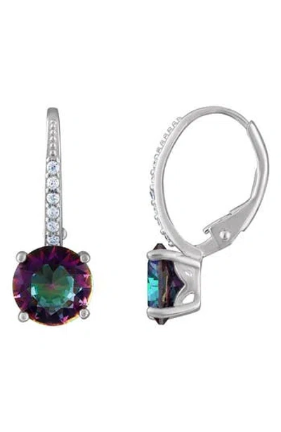 Fuzion Creations Rainbow Cubic Zirconia Leverback Earrings In Silver