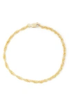 Fuzion Creations Rope Chain Bracelet In Yellow