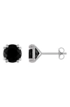 Fuzion Creations Round Black Sapphire Stud Earrings In White Gold