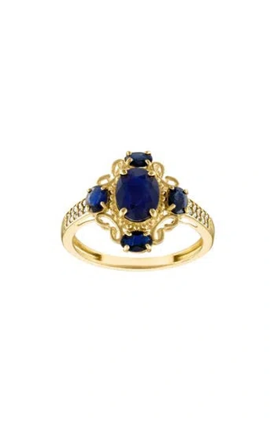 Fuzion Creations Sapphire & Diamond Ring In Yellow Gold/blue