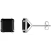 Fuzion Creations Square Black Sapphire Stud Earrings In White Gold