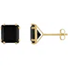 Fuzion Creations Square Black Sapphire Stud Earrings In Yellow