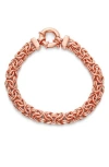 Fuzion Creations Sterling Silver Byzantine Bracelet In Rose