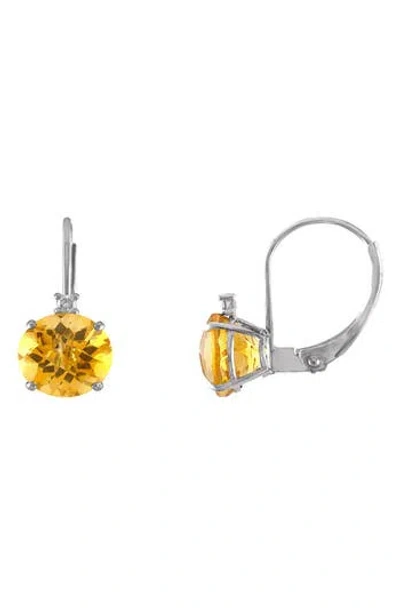 Fuzion Creations Stone & Diamond Drop Earrings In Citrine