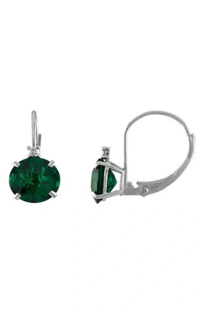 Fuzion Creations Stone & Diamond Drop Earrings In Emerald