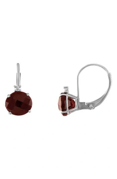 Fuzion Creations Stone & Diamond Drop Earrings In Burgundy