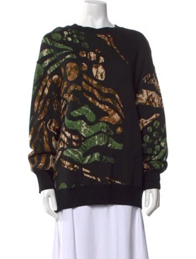 Pre-owned Fuzzi Animal Print Crew Neck Sweater In Black