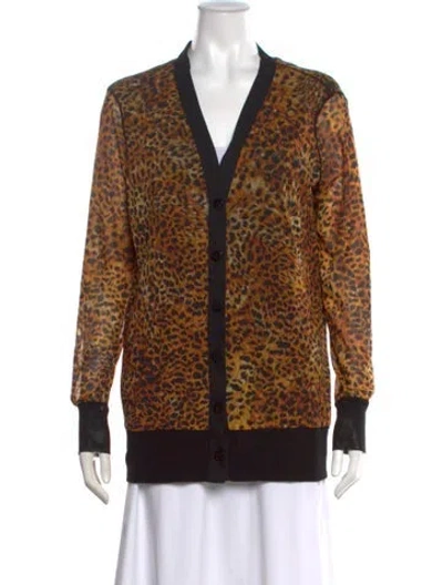 Pre-owned Fuzzi Animal Print Crew Neck Sweater In Brown