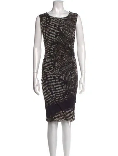 Pre-owned Fuzzi Animal Print Knee-length Dress In Black