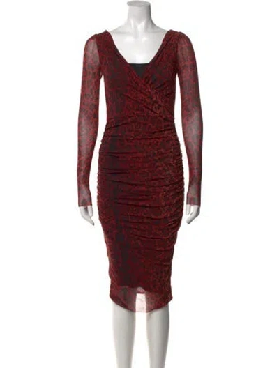 Pre-owned Fuzzi Animal Print Knee-length Dress In Red