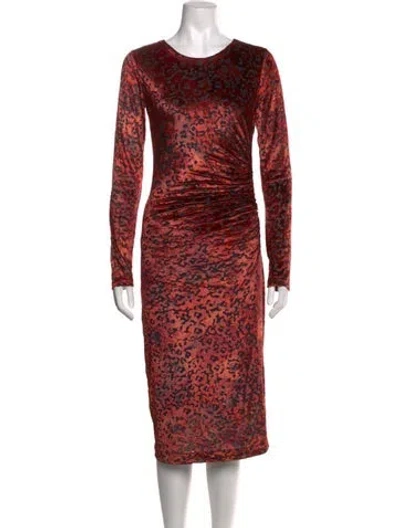 Pre-owned Fuzzi Animal Print Knee-length Dress In Red