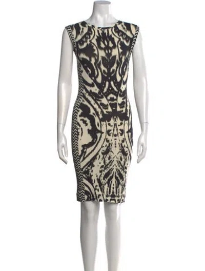Pre-owned Fuzzi Animal Print Knee-length Dress In White