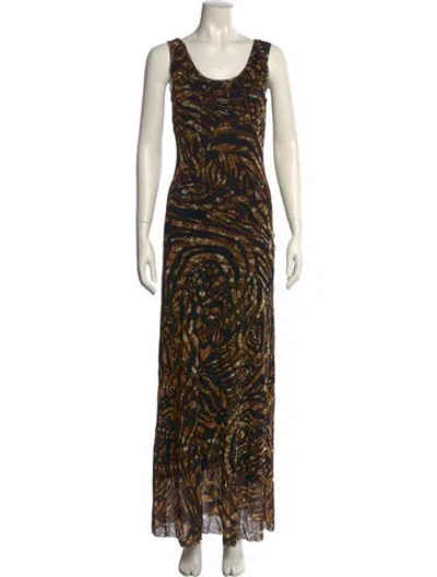Pre-owned Fuzzi Animal Print Long Dress In Multi