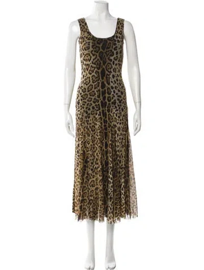 Pre-owned Fuzzi Animal Print Long Dress In Neutral