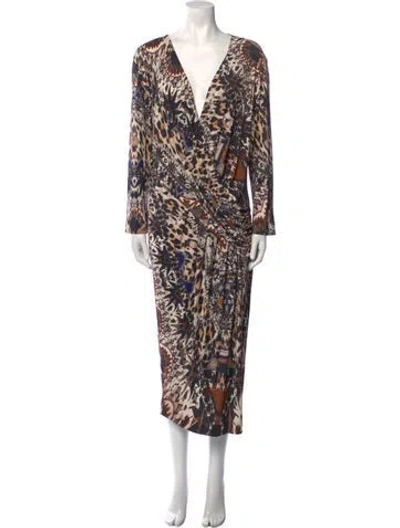 Pre-owned Fuzzi Animal Print Long Dress In Neutral