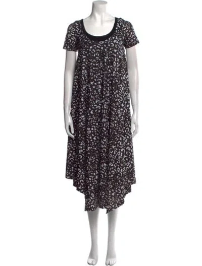 Pre-owned Fuzzi Animal Print Midi Length Dress In Black