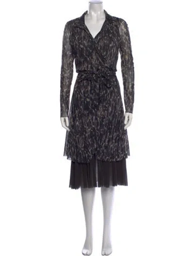 Pre-owned Fuzzi Animal Print Midi Length Dress In Grey