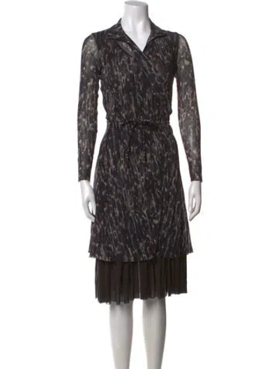 Pre-owned Fuzzi Animal Print Midi Length Dress In Grey
