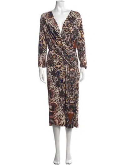 Pre-owned Fuzzi Animal Print Midi Length Dress In Neutrals