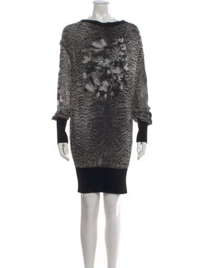 Pre-owned Fuzzi Animal Print Mini Dress In Black