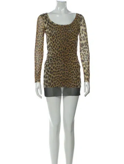 Pre-owned Fuzzi Animal Print Mini Dress In Green