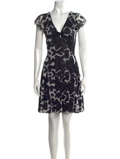 Pre-owned Fuzzi Animal Print Mini Dress In Grey