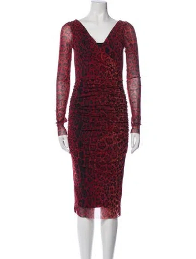 Pre-owned Fuzzi Animal Print Mini Dress In Red