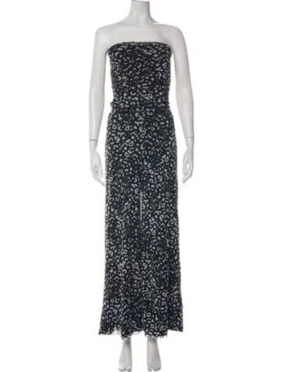 Pre-owned Fuzzi Animal Print Strapless Jumpsuit In Black
