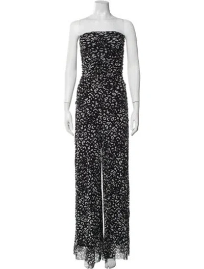 Pre-owned Fuzzi Animal Print Strapless Jumpsuit In Black