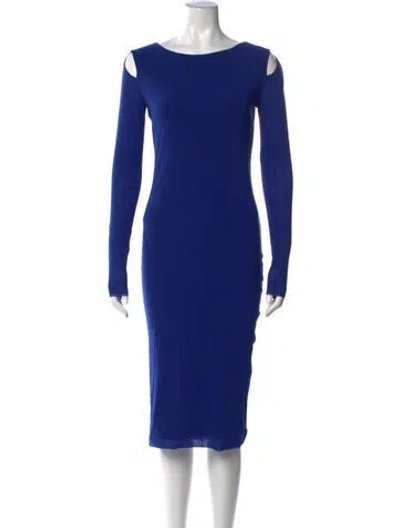 Pre-owned Fuzzi Bateau Neckline Knee-length Dress In Blue