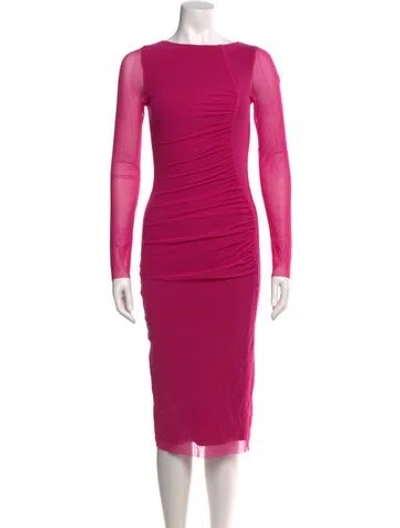 Pre-owned Fuzzi Bateau Neckline Midi Length Dress In Pink