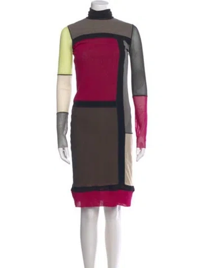 Pre-owned Fuzzi Colorblock Pattern Knee-length Dress In Gray